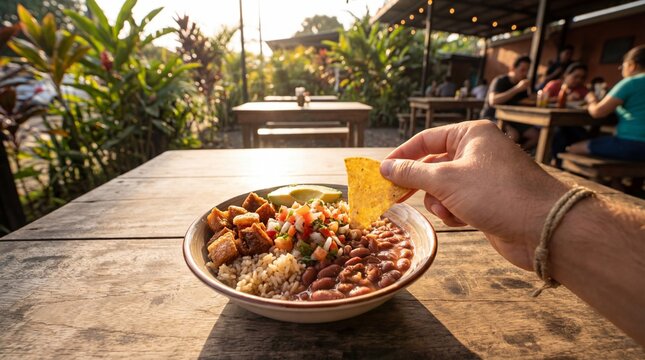 Authentic Costa Rican Chifrijo Bowl POV Lifestyle Photography