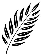 Obraz premium Abstract Black Silhouette of a Palm Leaf Branch