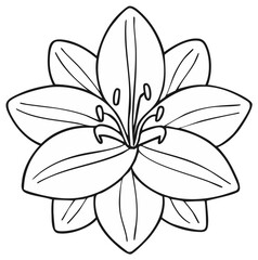 Outline of an eight-petal flower with stamen and pistils