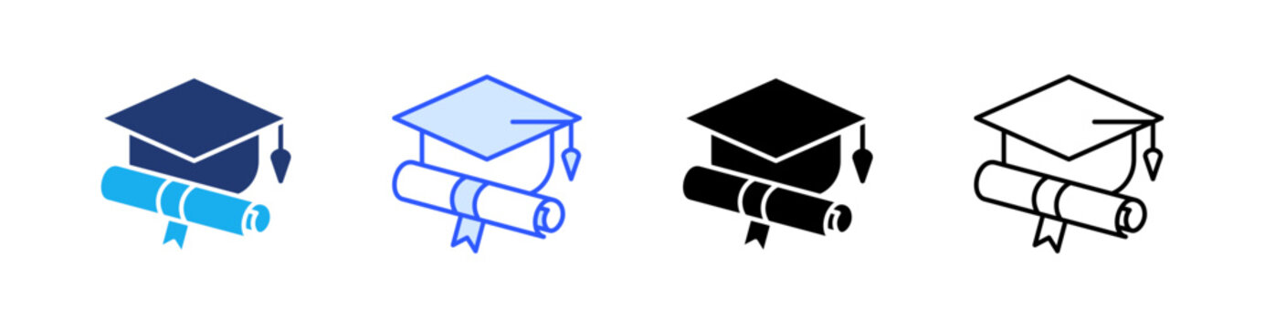 Certificate Multiple Style Icon Set Vector 