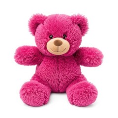 Obraz premium A delightful pink teddy bear sitting comfortably on a white background