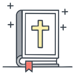 Obraz premium Stylized Christian Bible with Cross Symbol and Ribbon Bookmark
