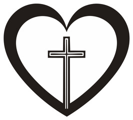 Obraz premium Cross within a heart graphic illustration