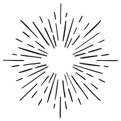 Obraz premium Hand-drawn sunburst radiating outward with sketchy lines and a central bright light effect