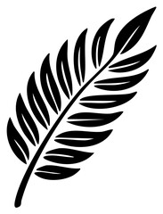 Obraz premium Silhouette illustration of a palm frond leaf isolated on white background.