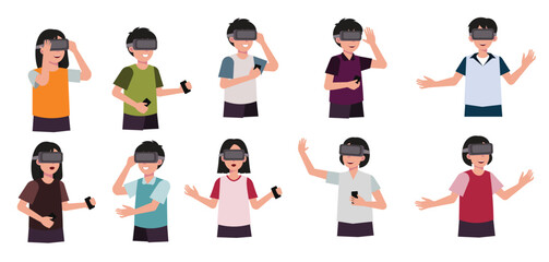 modern collection of illustrations people using virtual © Jamal