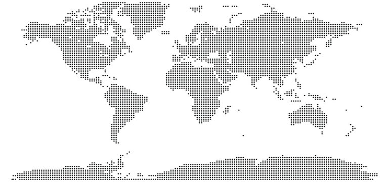 A minimalist dotted world map with a seamless design element. Abstract dot map using for various creative projects and presentations.