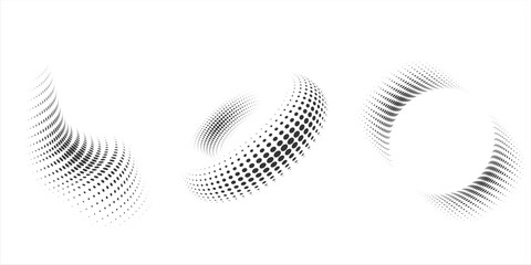 Glitch halftone line element set. Dotted texture geometric form collection. Grunge jagged comic pop art shapes for banner, poster, collage, overlay, label, box. Distressed distorted vector bundle © madam