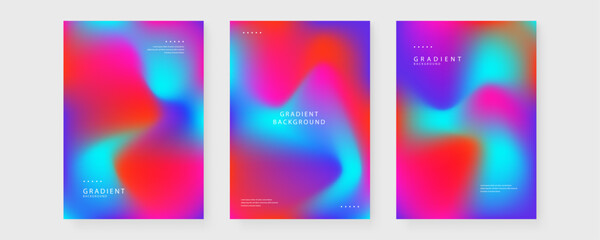 Set of three abstract posters with a striking combination of electric blue and fire red fluid gradients © Badr Warrior