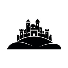 Fototapeta premium Majestic Castle Silhouette on a Hilltop.