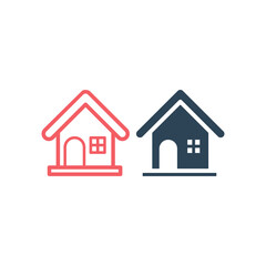 Fototapeta premium Home icons set. Minimal home web homepage symbol vector website sign.