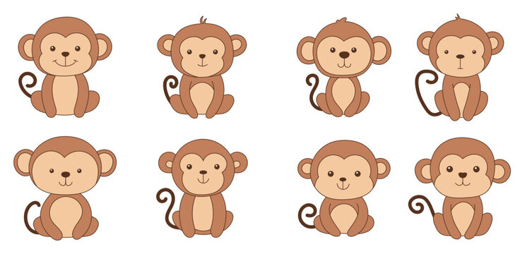  cute monkey clipart design illustration