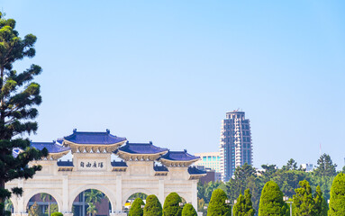  tourist attractions in the city park of taiwan, Asia business concept image, panoramic modern cityscape building in taiwan.