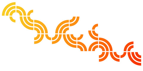 Obraz premium Yellow to orange gradient. Colorful abstract geometric wave with smooth curved segments. Website headers, mobile interface, advertising banners, social media visuals, digital branding assets. 