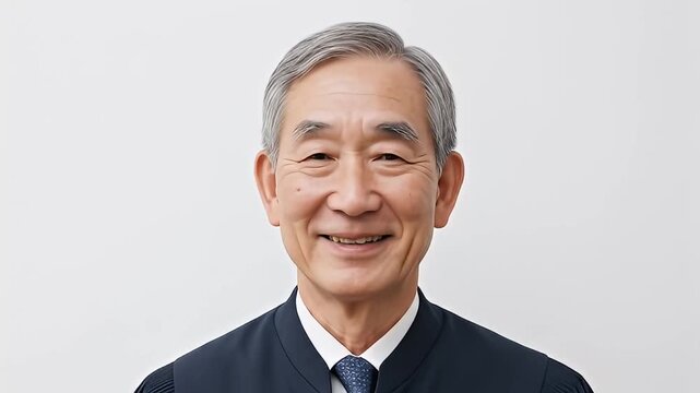 Portrait of a Smiling Asian Judge in Robes.