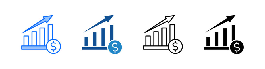 Business Growth Multiple Style Icon Set 