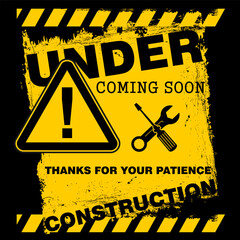 Under Construction, Coming Soon, board sing vector