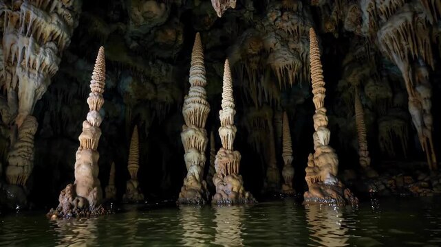 Stalactite landscape in the cave