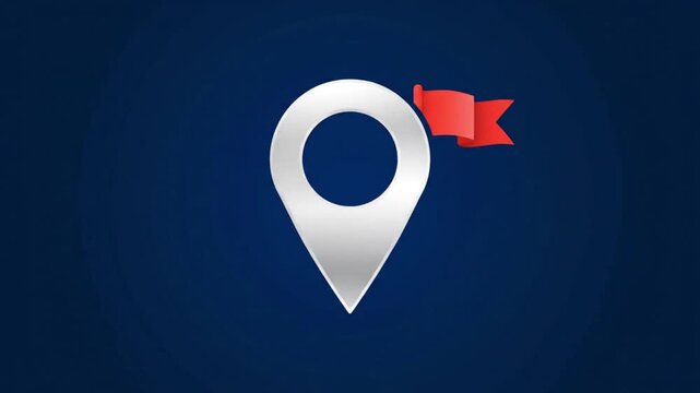 Location Pin with Red Flag Destination Navigation and Discovery Concept