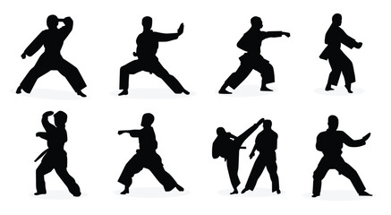 vector collection of karate silhouette illustrations © Bagay
