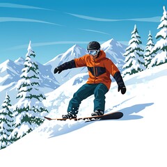 Alpine Glide: Sunlit Descent