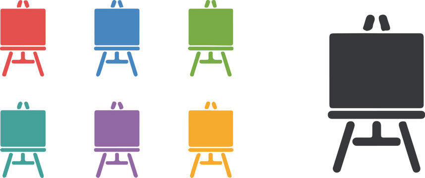 easel icon set colored easel icons vector illustration