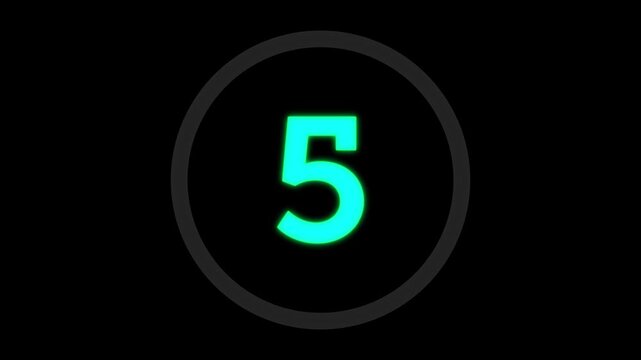 60 Seconds Digital Countup Timer Cyan Neon Circle 4K