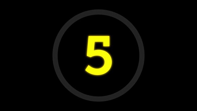 60 Seconds Digital Countup Timer Yellow Neon Circle 4K