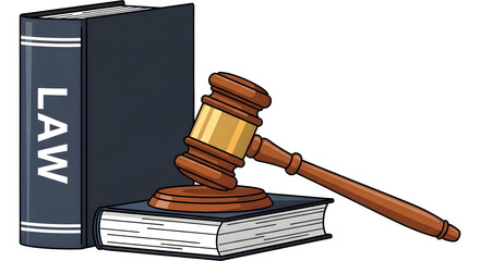 The concept of law and regulations, thick law books with judge's gavels