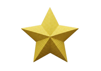Obraz premium A single five pointed golden star with a textured surface isolated on transparent background