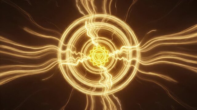 Golden Solar Plexus Chakra Symbol Radiating Energy and Light