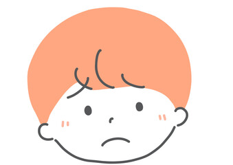困った顔の子供　男の子　イラスト