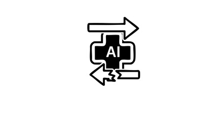 Fototapeta premium Artificial intelligence concept with arrows and cross symbol on white background