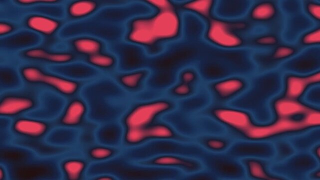 Abstract pattern of glowing red and blue organic shapes on a dark background.
