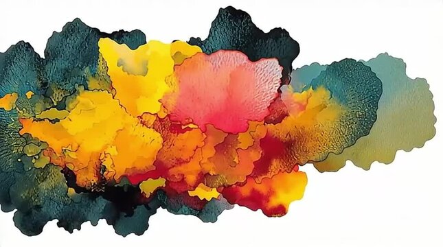 Vibrant Abstract Watercolor Art with Colorful Blobs and Textures