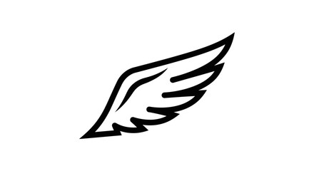 Fototapeta premium Simple black outline wing vector graphic representing freedom speed aspiration and lightness