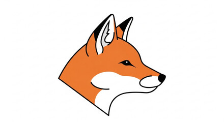 Fototapeta premium Orange fox head illustration with white muzzle and black nose on white background