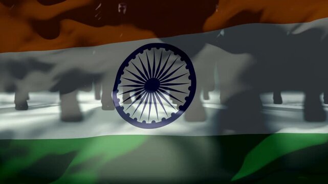 Indian military illustration. Indian Army with waving flag of India. Indian Troopers Illustration.