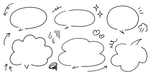 手書きの吹き出しと矢印・漫符のあしらいセット