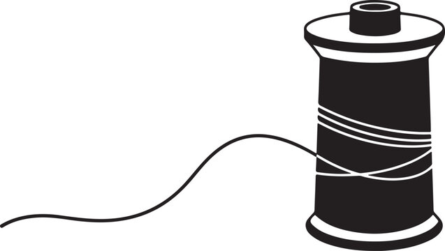 Spool of thread, sewing thread, black thread spool, vector icon