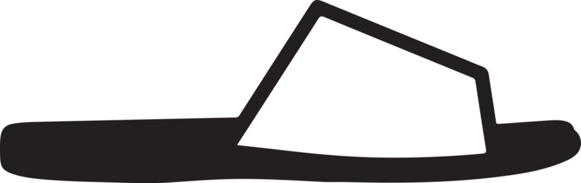 Black flip flop, sandals vector, beach footwear, summer icon