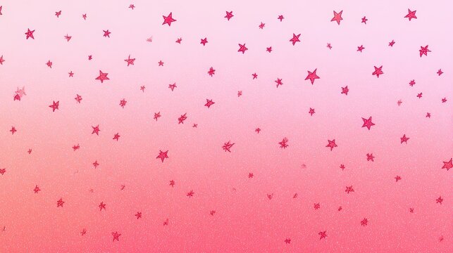 Glittering Red Stars and Cyan Dots on Gradient Pink Background Celebration