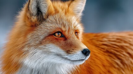 Fototapeta premium Red fox profile on soft cream gradient background