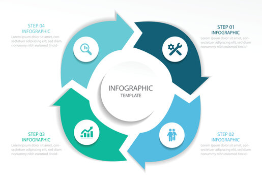Circle arrows modern infographic set. Business concept with data processes. Template diagrame for presentation. Vector illustration.  