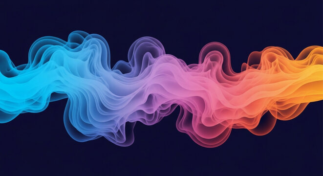 Vibrant multicolored smoke wave on dark background abstract colorful misty flow