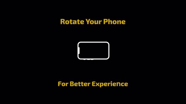 Phone Rotation Prompt Motion Graphic: Rotate Your Device to Landscape Orientation on Black Background for Better Viewing 4k video animation seamless loop