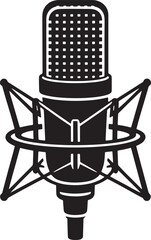 Studio microphone icon detailed vector illustration with shock mount cradle and pop filter grill