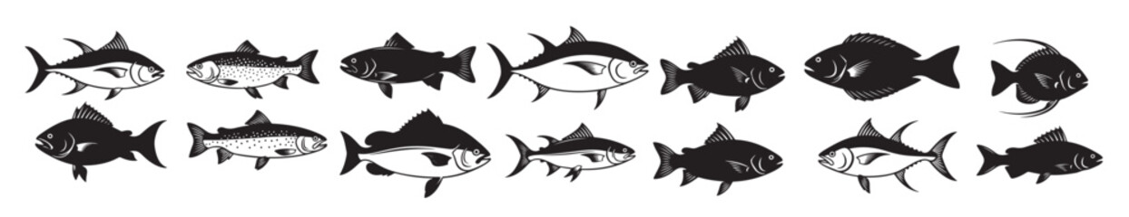 Obraz premium fish silhouettes set