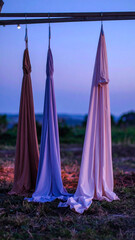 foggy pastels including mist grey, cloud peach, and pale lavender arranged as vertical