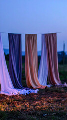 foggy pastels including mist grey, cloud peach, and pale lavender arranged as vertical